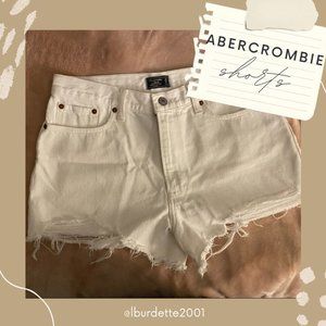 Abercrombie & Fitch High Rise White Denim Shorts